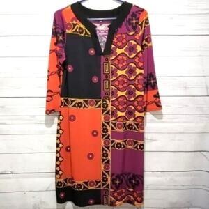 Tiana B. Bohemian Colorblock Shift Midi Dress 10